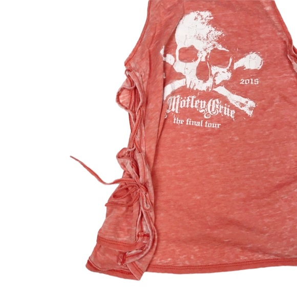 Motley Crue Skull Crossbones 2015 The Final Tour Burnout TieSide TankTop Size Sm - Picture 3 of 12